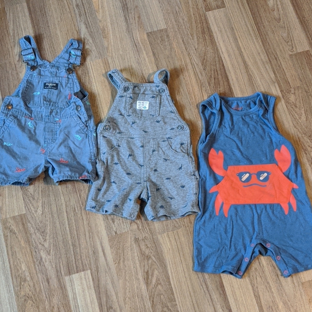 18 months summer short overalls lot